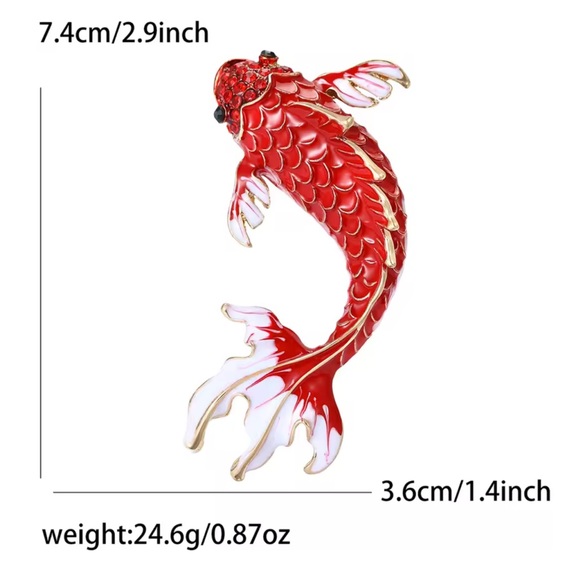 Blue Fish Gold Luck Brooch - Picture 4 of 4